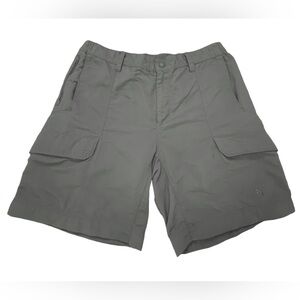 North Face Shorts Mens L Green Nylon Cargo Outdoor Hiking Ripstop 7” Inseam EUC